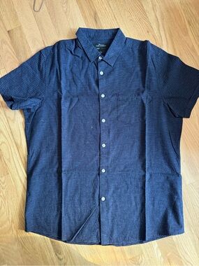 Marc Anthony Men’s Large Navy Blue Slim Fit Short Sleeve Button-Up Shirt